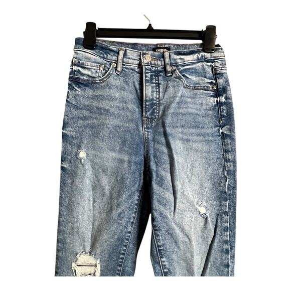 Express Jeans Women's Size 2 Blue '90s Skinny High Rise Distressed Denim - Picture 2 of 6